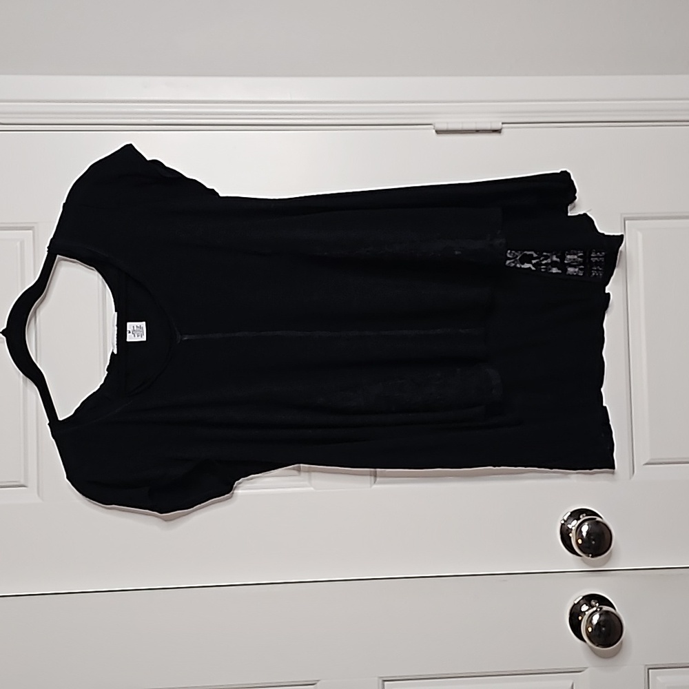 Boho Fit & Flare Black Blouse With Detailed Paneling